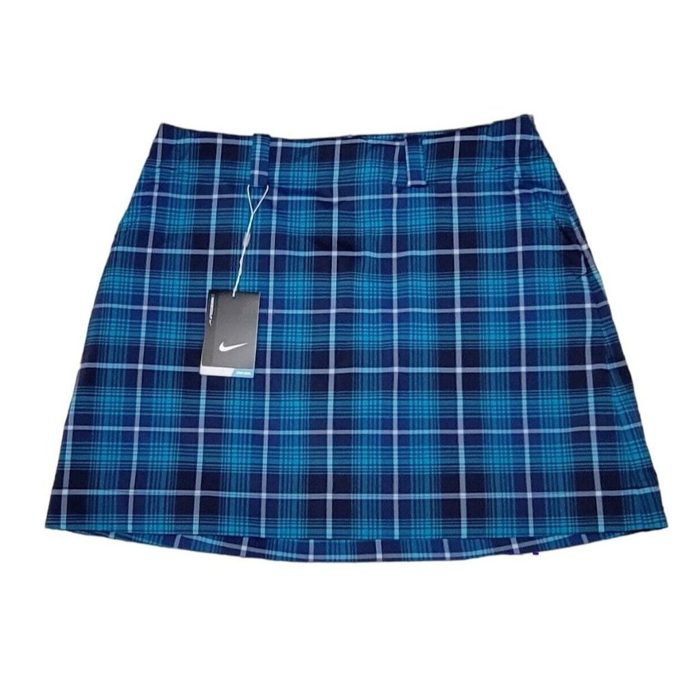 Nike Golf Women's Athletic Skirt w/ Shorts Dri-Fit Plaid Blue Size 10 NEW w/ Tag - Picture 1 of 16